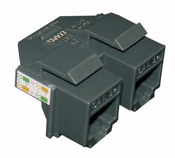 Conetor Duplo RJ45 Cat. 5e UTP (1 entrada / 2 saídas)