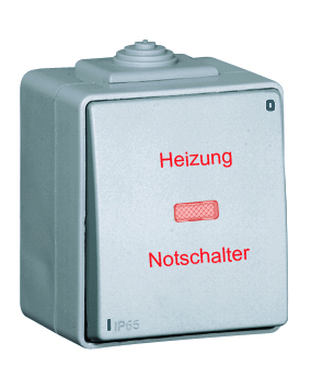 Interrupteur Bipolaire Témoin et Couvercle “HEIZUNG NOTSCHALTER”