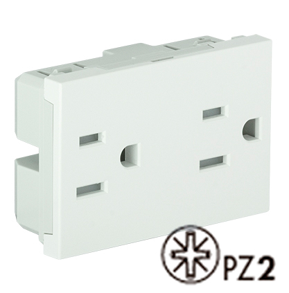Tomada Dupla Americana 2P+T 127V 15A com Obturador - 3 Módulos